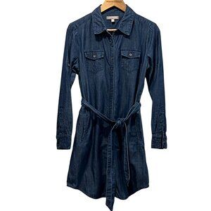 Banana Republic Long Sleeved Denim Mini Shirt Dress, Dark Wash, 6